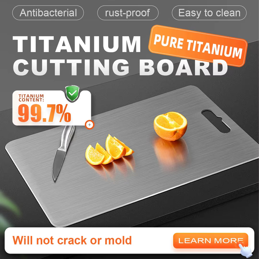 Food Grade Pure Titanium Cutting Board - Antibacterial Odorless, Knife-Safe Non-Stick for Daily Meal Prep